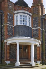Entrance doorway to The Rest building dating from 1913, Aldeburgh, Suffolk, England, United