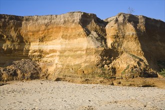 Rapid coastal erosion of soft cliffs between Benacre and Kessingland on the Suffolk coast England.