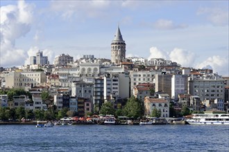 Golden Horn with Karakoey and Beyoglu neighbourhoods, Galata Tower, Istanbul, European part,