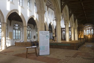 View down the nave inside Holy Trinity church, Blythburgh, Suffolk, England, United Kingdom, Europe