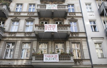 Protest by a tenants' initiative in Berlin's Kreuzberg neighbourhood. The building at Taborstrasse