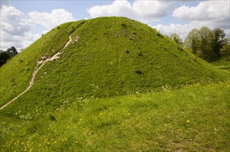 Thetford mound, a medieval motte and bailey castle, Thetford, Norfolk, England, United Kingdom,