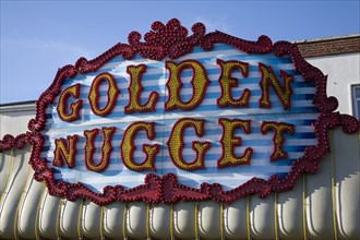 Golden Nugget amusement arcade sign, Great Yarmouth, Norfolk, England, United Kingdom, Europe