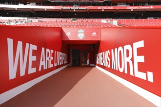 Path to the pitch with the slogan We are Liverpool, Anfield Stadium of Liverpool FC, 02/03/2019
