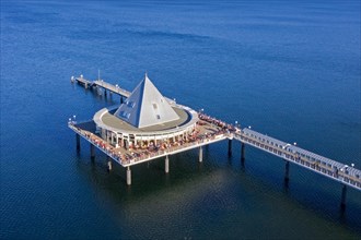 Heringsdorf Pier, Seebruecke Heringsdorf stretching out into the Baltic Sea on the island of