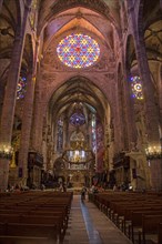 Interior view, Cathedral of Palma de Majorca, Spain, Europe