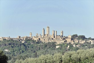 Town view, town scape, cityscape of San Gimignano in autumn, gender towers, countryside, in fall,