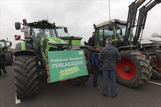 Tractor with sign, Far-sightedness is not an option, Farmer protests, Demonstration against