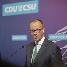 Friedrich Merz, CDU party chairman, CDU/CSU parliamentary group leader, during a press statement in