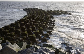 Coastal defences on the North Sea coast in East Anglia at Cobbold's Point, Felixstowe, Suffolk,