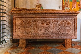 Sarcophagus, Basilica of Aquileia from the 11th century, largest floor mosaic of the Western Roman
