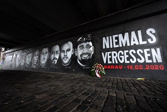 A 27-metre-long memorial graffito under the Friedensbruecke bridge in Frankfurt commemorates the