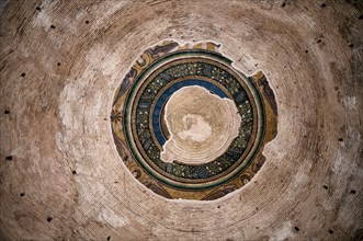 Interior view of Rotonda, Rotunda of Galerius, Roman round temple, dome with ceiling mosaic,