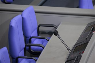 Empty chairs in the German Bundestag, Berlin, 19/02/2024