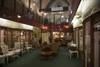 Indoor shopping in converted church, Tynemouth, Northumberland, England, United Kingdom, Europe