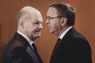 (L-R) Olaf Scholz (SPD), Federal Chancellor, and Boris Pistorius (SPD), Federal Minister of