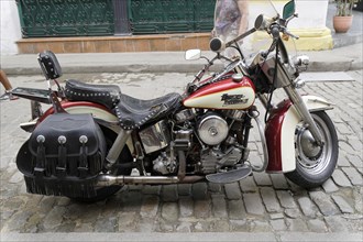 Harley Davidson, motorbike, year of manufacture approx. 1950, Havana, Cuba, Central America