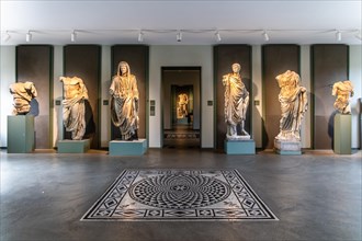 Entrance hall with sculptures and mosaic floor, National Archaeological Museum, Villa Cassis