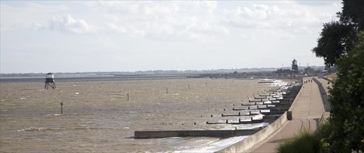 Groynes along the seafront at Dovercourt, Harwich, Essex, England, United Kingdom, Europe
