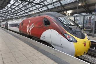 A Virgin Train at Liverpool station. The vehicles of the British Class 390, also known as Pendolino