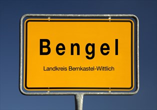 Place name sign Bengel, municipality in the district of Bernkastel-Wittlich, Rhineland-Palatinate,