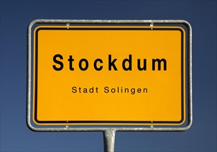 Place name sign Stockdum, three residential areas in Solingen, Bergisches Land, North