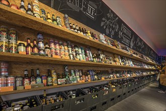 International beer offers in a Bierothek, Bavaria, Germany, Europe