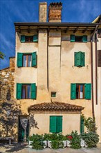 Old town houses, Citta vecchia, island of Grado, north coast of the Adriatic Sea, Friuli, Italy,