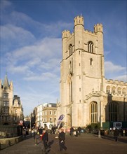 Historic tower of Great St Mary's church, Cambridge university, Cambridge, England, United Kingdom,
