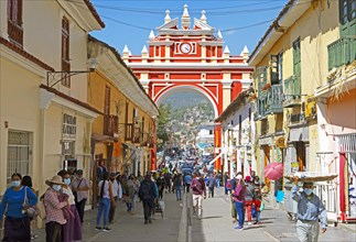 Triumphal arch in the city of Ayacucho, Huamanga province, Peru, South America
