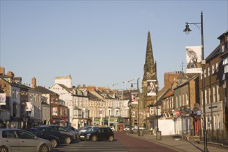 Historic market square street of Tynemouth, Northumberland, England, United Kingdom, Europe