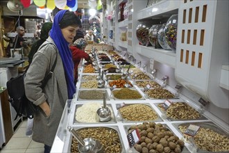 Nuts and spices on sale in a bazaar in Tehran, Iran, 09/03/2019, Asia