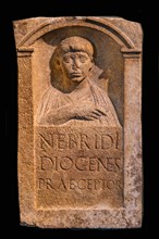 Tombstone of Nebris, 1st century, National Archaeological Museum, Villa Cassis Faraone, UNESCO