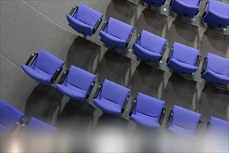 Empty chairs in the plenary of the German Bundestag, Berlin, 19/02/2024