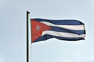 Cuban flag, Cuba flag waving in the wind, Cuba, Central America