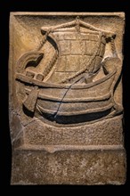 Metopa with merchant ship, 2nd century, National Archaeological Museum, Villa Cassis Faraone,