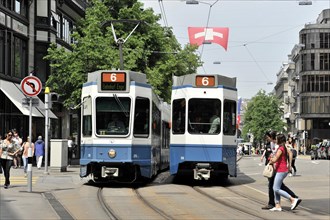 Trams, Bahnhofsstrasse, City of Zurich, Switzerland, Europe