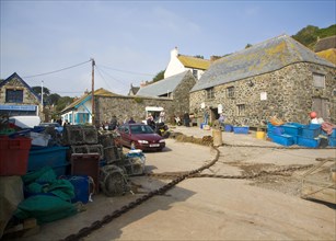 The historic and attractive fishing village of Cadgwith Cove on the Lizard Peninsula, Cornwall,