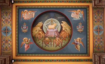 Close-up, ceiling painting, Katholikon, Monastery of St Theodora, Thessaloniki, Macedonia, Greece,