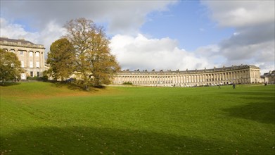 Autumn tree colours at The Royal Crescent, architect John Wood the Younger built between 1767 and