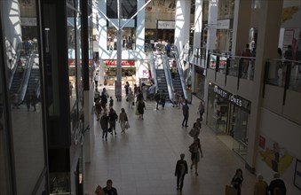 People shopping inside the Lion Yard shopping centre, Cambridge, England, United Kingdom, Europe