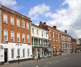 Georgian buildings line the High Street of Pershore, Worcestershire, England, United Kingdom,