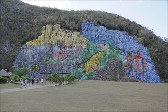 Mural de la Prehistoria, prehistoric wall, painted in 1961 by Mexican artist Leovigildo Gonzalez
