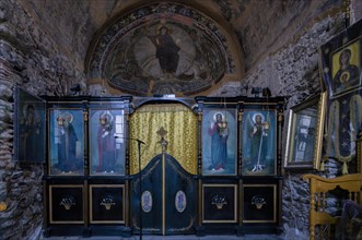 Interior view of Hosios David Church, apse, mosaic, Katholikon, Latomos Monastery, Thessaloniki,