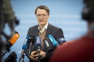 Karl Lauterbach, Federal Minister of Health, during a press statement on the topics of hospital