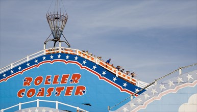 Roller Coaster ride at Pleasure Beach funfair, Great Yarmouth, Norfolk, England, United Kingdom,