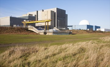 The decommissioned Magnox reactor block of Sizewell A nuclear power station, officially opened 7