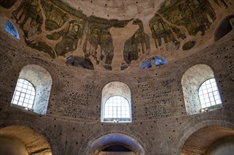 Interior view of the Rotonda, Rotunda of Galerius, Roman round temple, dome with wall mosaic,