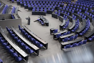 Empty plenary chamber in the German Bundestag, Berlin, 19/02/2024