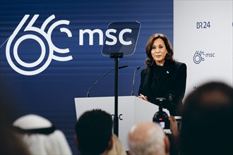 Kamala Harris, US Vice President, recorded during a speech at the Munich Security Conference (MSC)